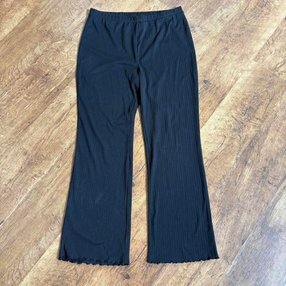 Tan and cream lounge pants with elastic waistband and drawstring